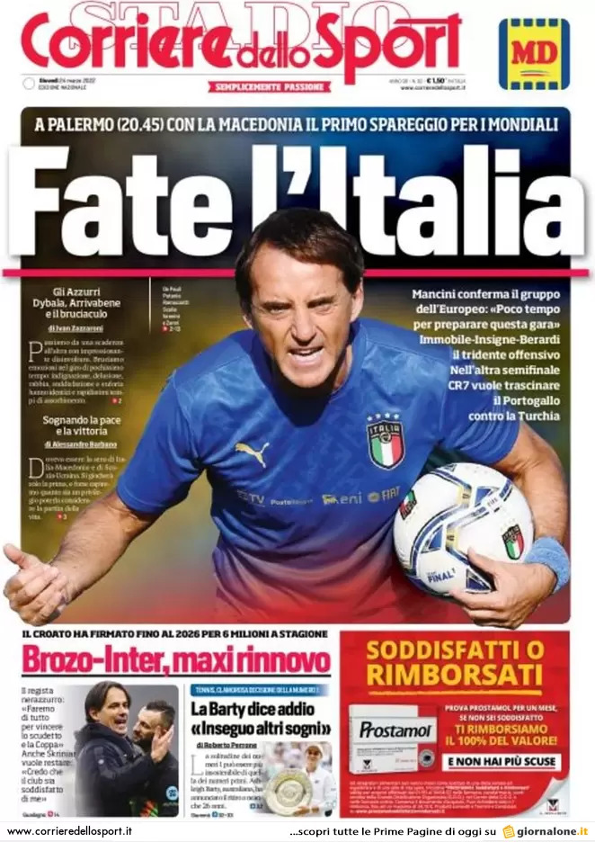 Rassegna stampa Juve: prime pagine quotidiani sportivi - 24 marzo 2022 37 corriere dello sport 002533667