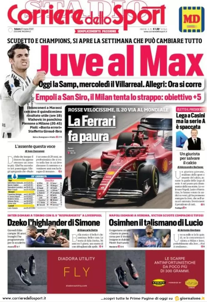 Rassegna stampa Juve: prime pagine quotidiani sportivi - 12 marzo 2022 38 corriere dello sport 0025471951 1