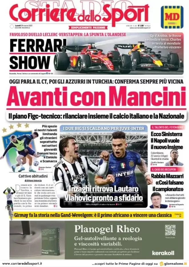 Rassegna stampa Juve: prime pagine quotidiani sportivi - 28 marzo 2022 37 corriere dello sport 003310442
