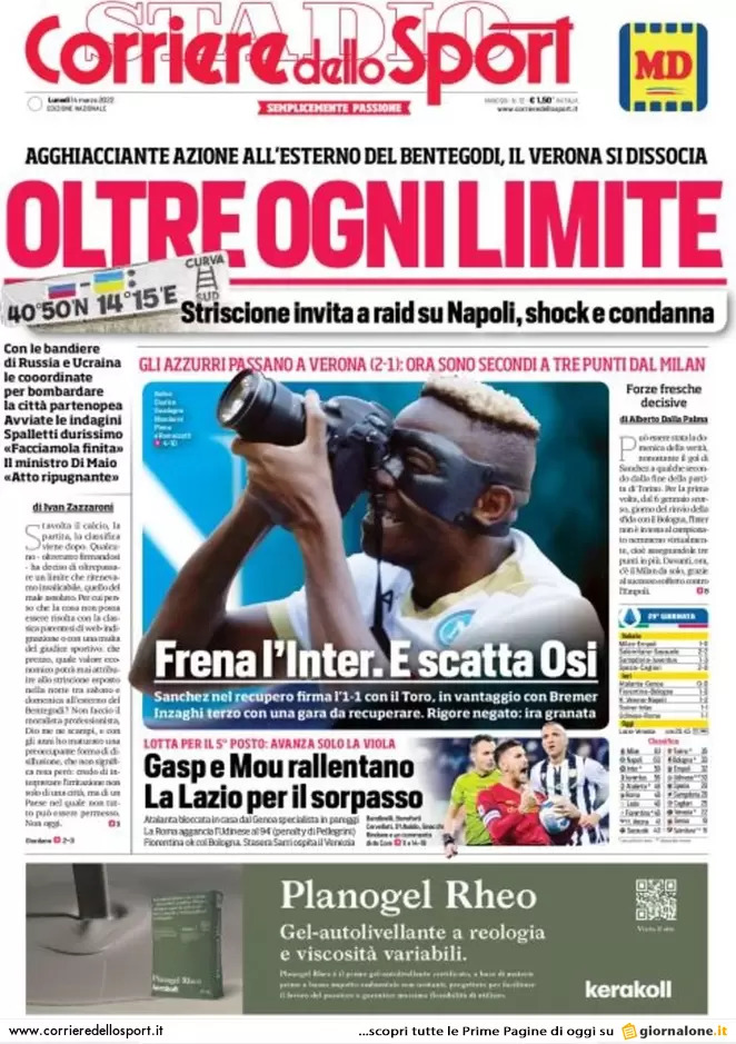 Rassegna stampa Juve: prime pagine quotidiani sportivi - 14 marzo 2022 38 corriere dello sport 004107630