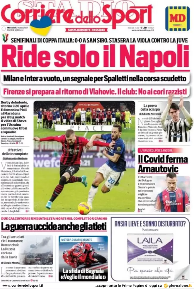 Rassegna stampa Juve: prime pagine quotidiani sportivi - 2 marzo 2022 37 corriere dello sport 004227903
