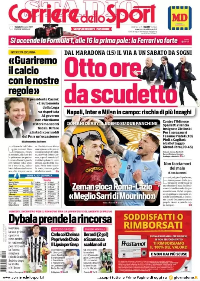 Rassegna stampa Juve: prime pagine quotidiani sportivi - 19 marzo 2022 38 corriere dello sport 010017561
