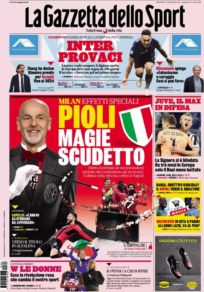 Rassegna stampa Juve: prime pagine quotidiani sportivi - 8 marzo 2022 38 la gazzetta dello sport 010010837