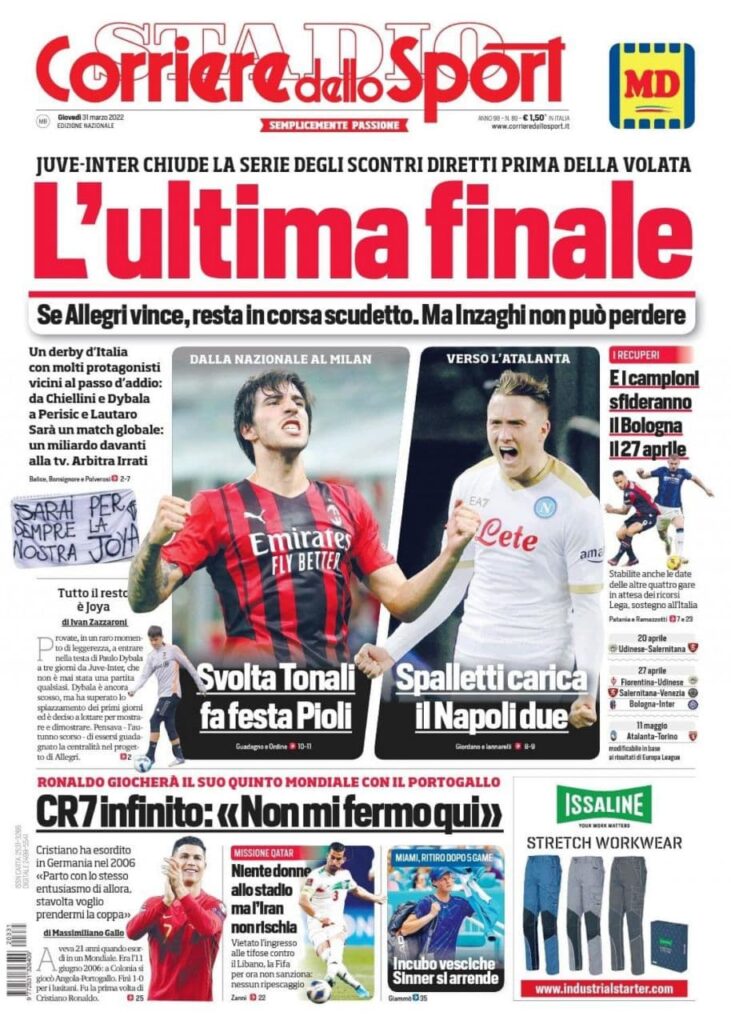 Rassegna stampa Juve: prime pagine quotidiani sportivi - 31 marzo 2022 38 photo 2022 03 31 07 50 53