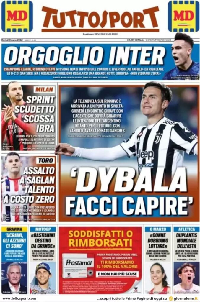 Rassegna stampa Juve: prime pagine quotidiani sportivi - 8 marzo 2022 36 tuttosport 001439901