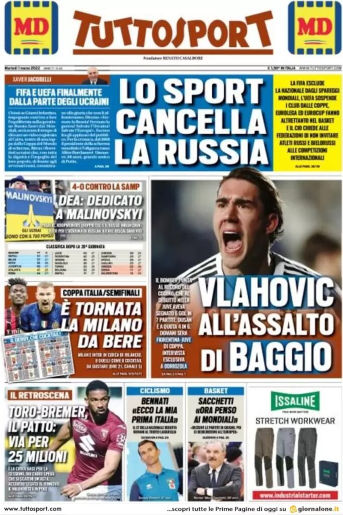 Rassegna stampa Juve: prime pagine quotidiani sportivi - 1 marzo 2022 36 tuttosport 002042469