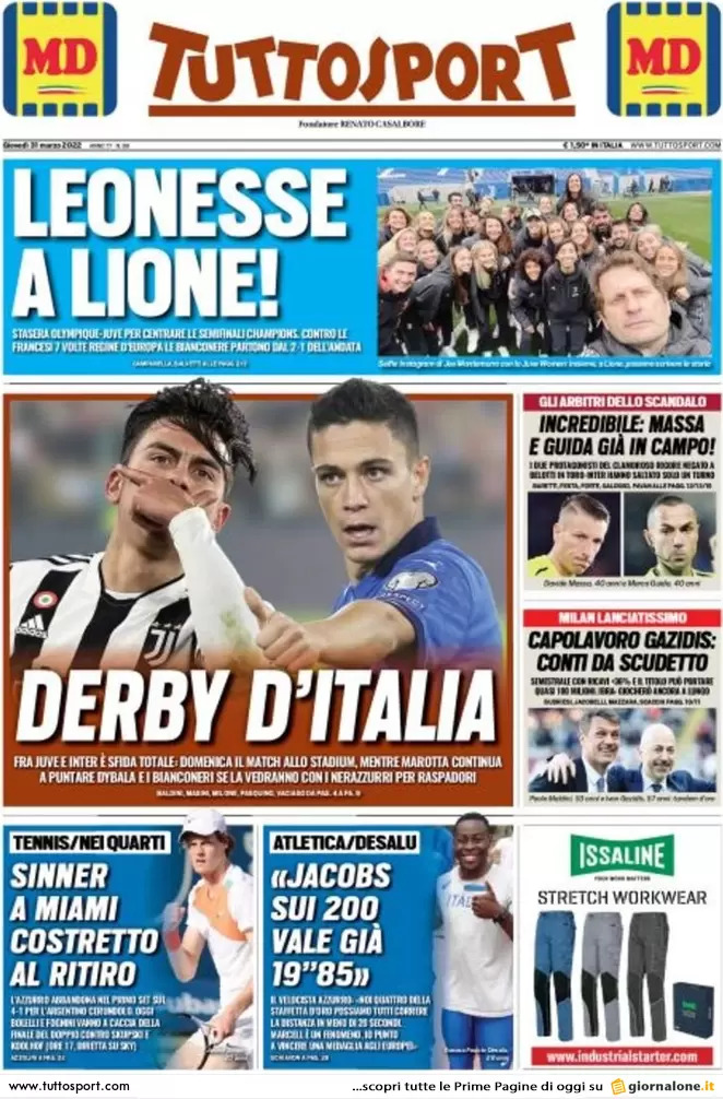 Rassegna stampa Juve: prime pagine quotidiani sportivi - 31 marzo 2022 37 tuttosport 002615249