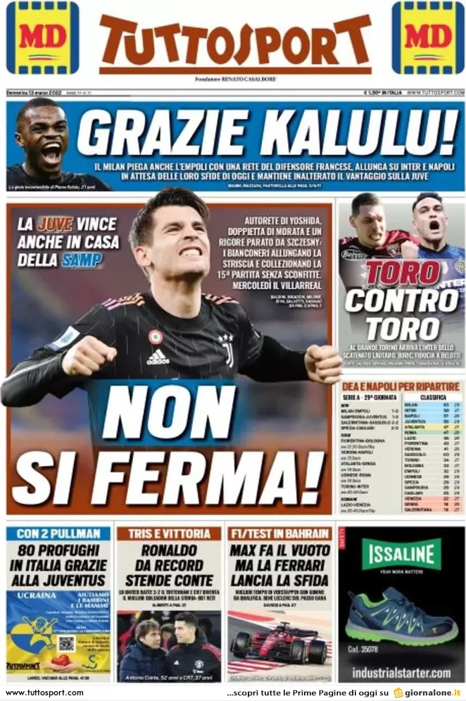 Rassegna stampa Juve: prime pagine quotidiani sportivi - 13 marzo 2022 37 tuttosport 003152449