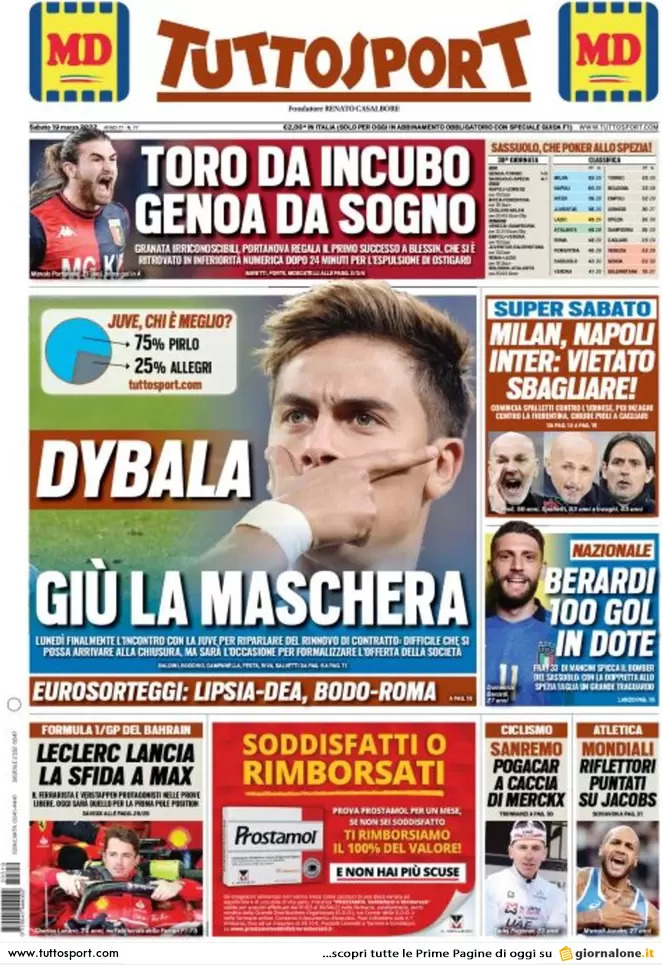 Rassegna stampa Juve: prime pagine quotidiani sportivi - 19 marzo 2022 37 tuttosport 010012543