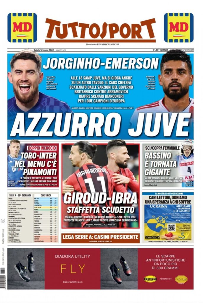 Rassegna stampa Juve: prime pagine quotidiani sportivi - 12 marzo 2022 37 tuttosport 12 marzo