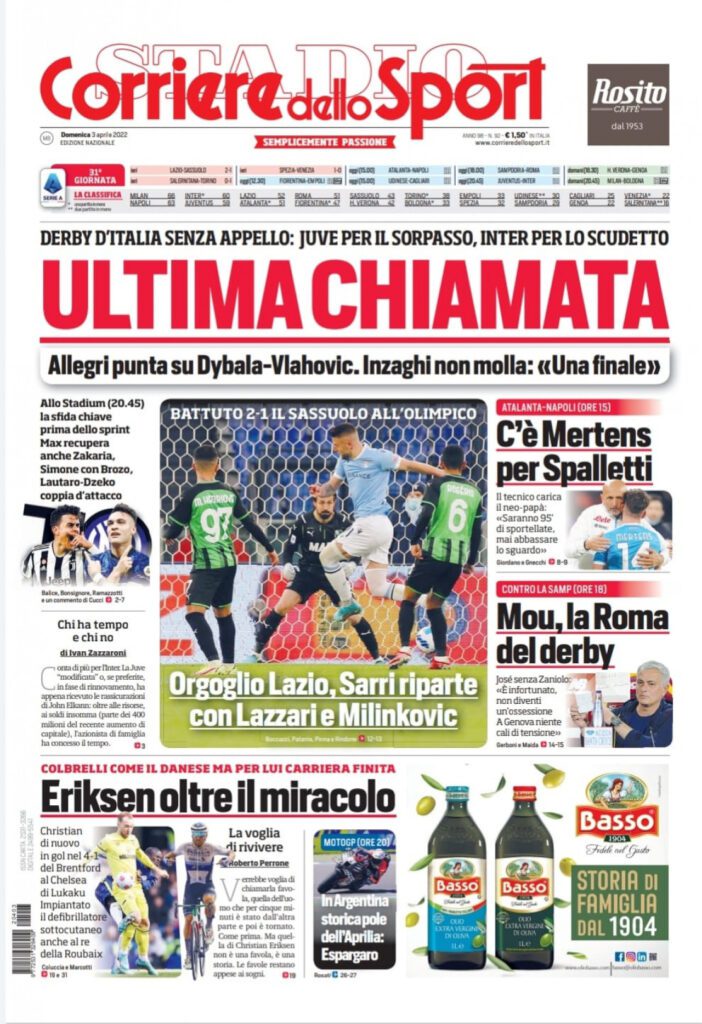 Rassegna stampa Juve: prime pagine quotidiani sportivi - 3 aprile 2022 38 IMG 0412