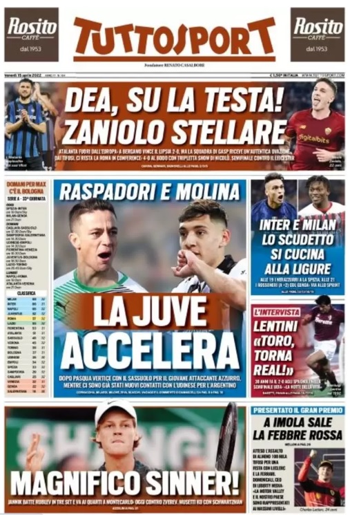 Rassegna stampa Juve: prime pagine quotidiani sportivi - 15 aprile 2022 36 Tuttosport 2