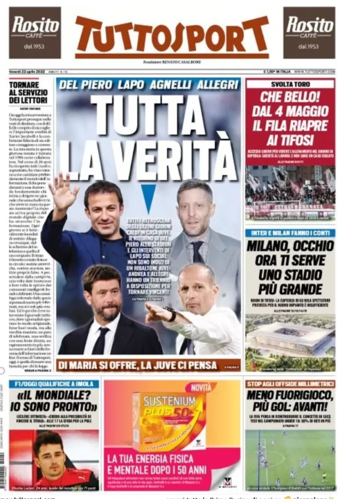 Rassegna stampa Juve: prime pagine quotidiani sportivi - 22 aprile 2022 36 Tuttosport 4