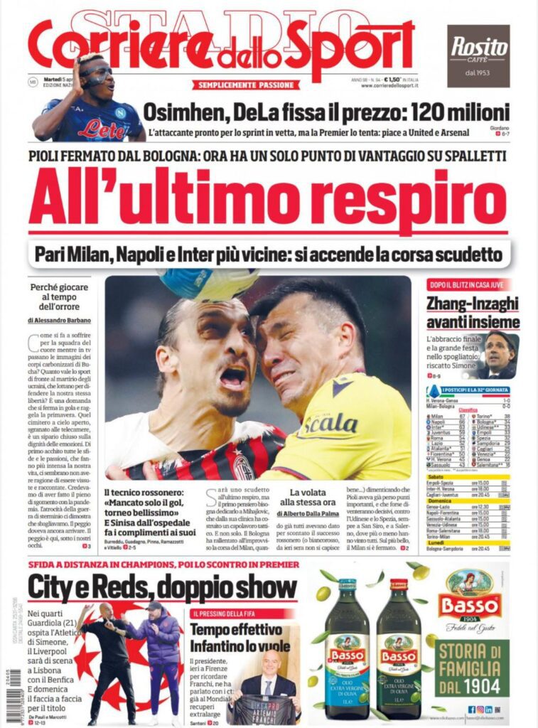 Rassegna stampa Juve: prime pagine quotidiani sportivi - 5 aprile 2022 37 cds 5 aprile 22