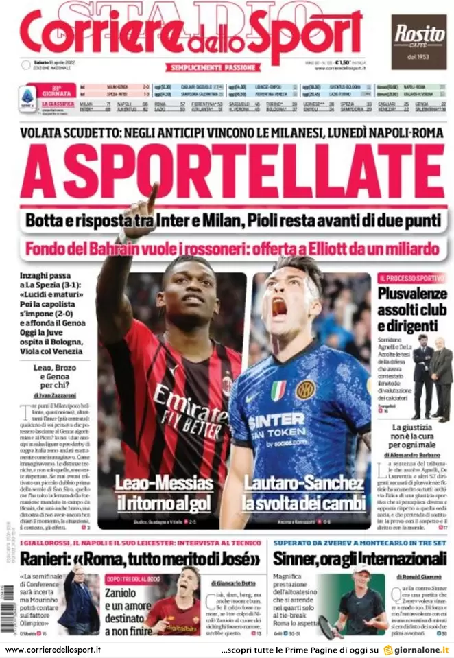 Rassegna stampa Juve: prime pagine quotidiani sportivi - 16 aprile 2022 37 corriere dello sport 002305781