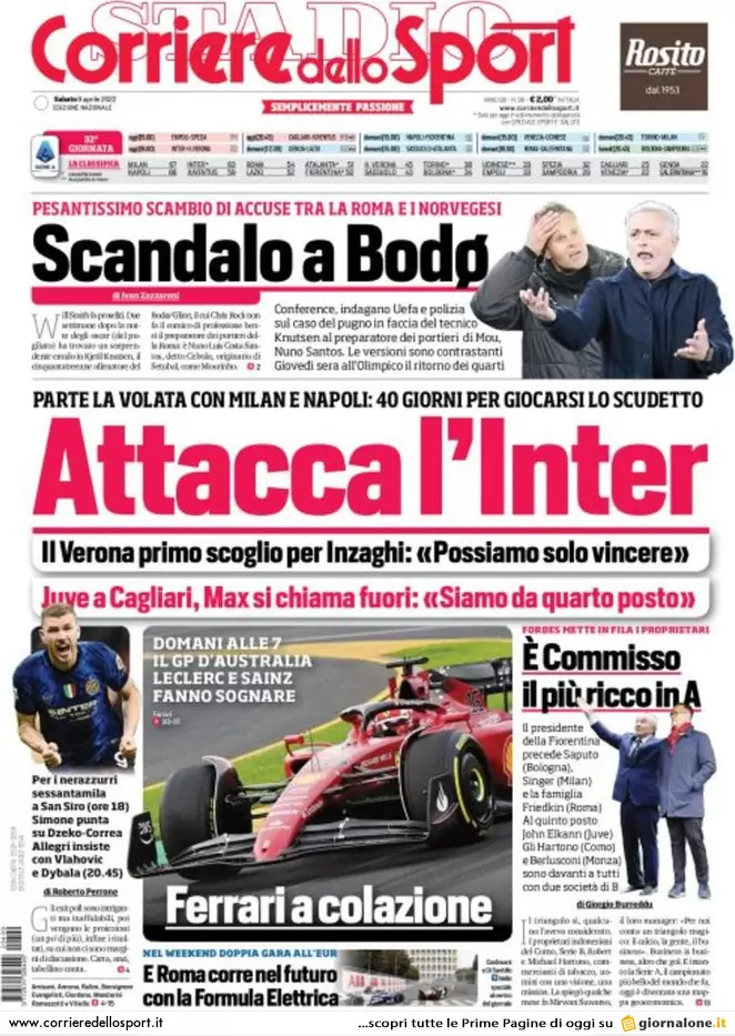 Rassegna stampa Juve: prime pagine quotidiani sportivi - 9 aprile 2022 37 corriere dello sport 002306852