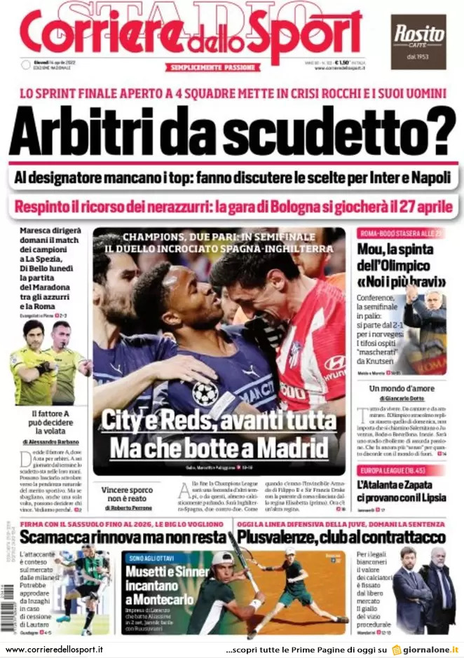 Rassegna stampa Juve: prime pagine quotidiani sportivi - 14 aprile 2022 38 corriere dello sport 002307366