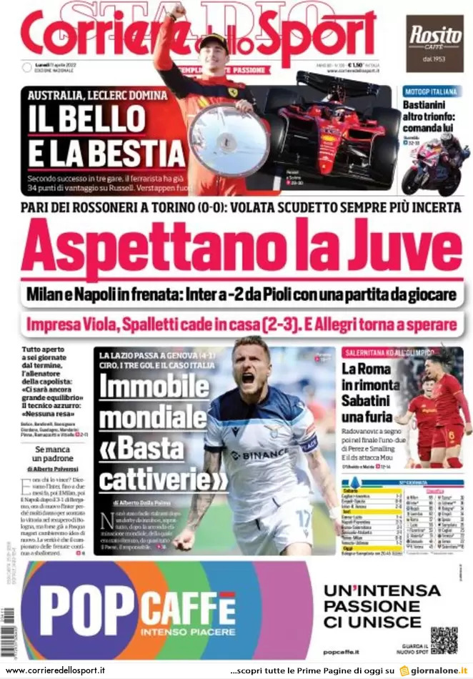 Rassegna stampa Juve: prime pagine quotidiani sportivi - 11 aprile 2022 38 corriere dello sport 004306373 1