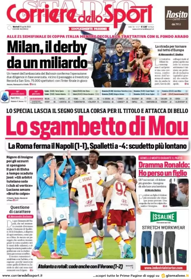 Rassegna stampa Juve: prime pagine quotidiani sportivi - 19 aprile 2022 39 corriere dello sport 004653787