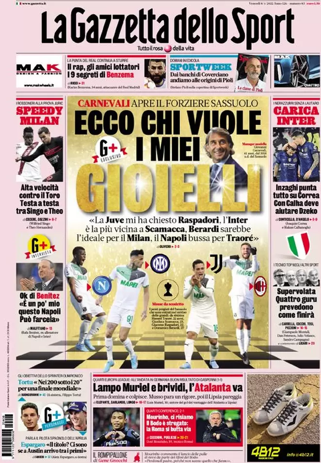 Rassegna stampa Juve: prime pagine quotidiani sportivi - 8 aprile 2022 39 la gazzetta dello sport 005303027