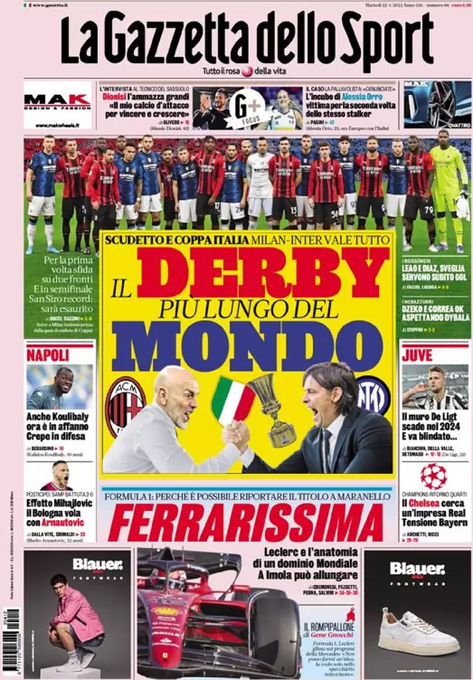 Rassegna stampa Juve: prime pagine quotidiani sportivi - 12 aprile 2022 38 la gazzetta dello sport 005305381