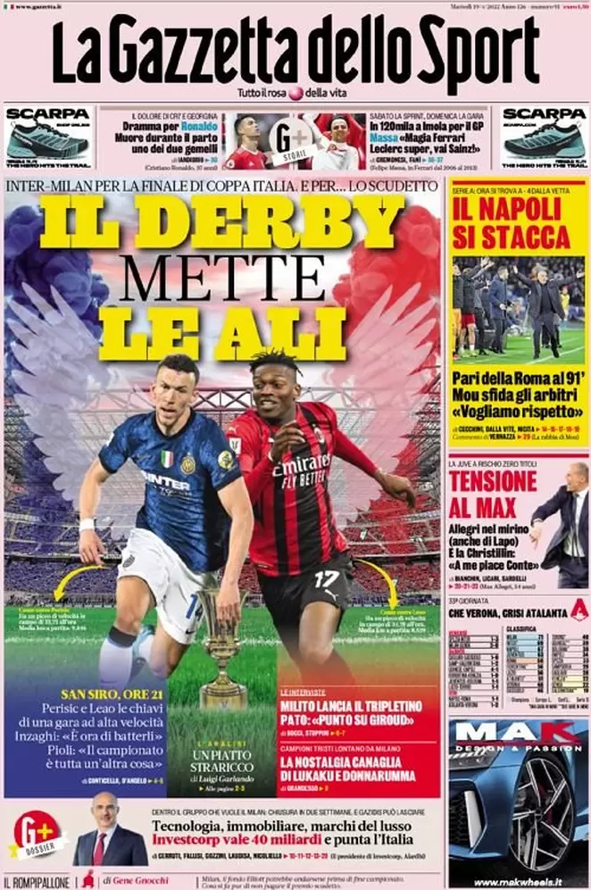 Rassegna stampa Juve: prime pagine quotidiani sportivi - 19 aprile 2022 38 la gazzetta dello sport 005341648