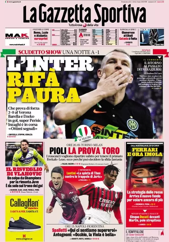 Rassegna stampa Juve: prime pagine quotidiani sportivi - 10 aprile 2022 39 la gazzetta dello sport 005612866