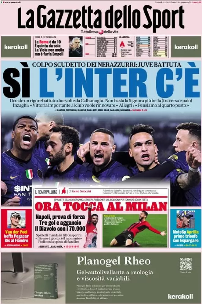 Rassegna stampa Juve: prime pagine quotidiani sportivi - 4 aprile 2022 38 la gazzetta dello sport 010319951