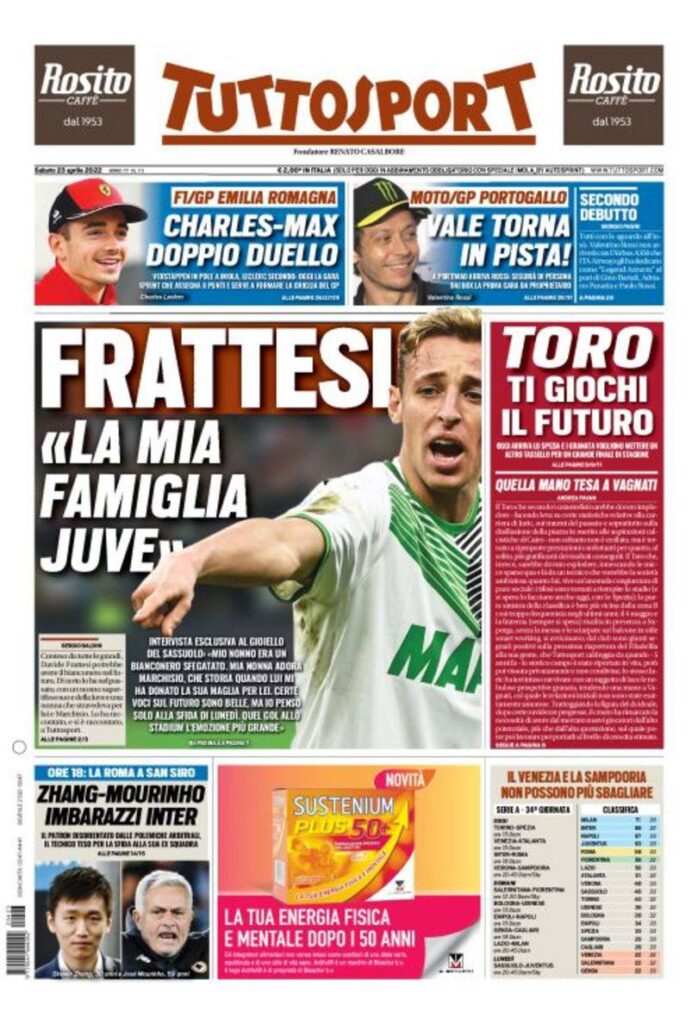 Rassegna stampa Juve: prime pagine quotidiani sportivi - 23 aprile 2022 39 photo 2022 04 23 07 54 32