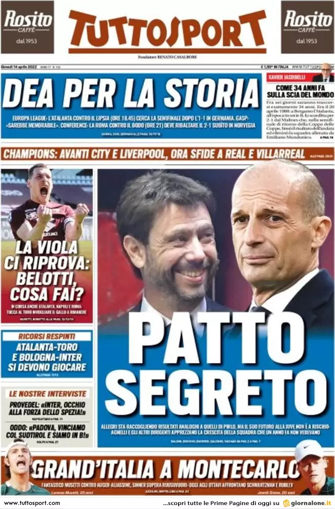Rassegna stampa Juve: prime pagine quotidiani sportivi - 14 aprile 2022 37 tuttosport 001400011