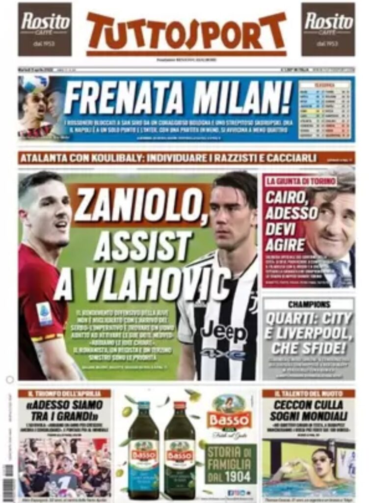 Rassegna stampa Juve: prime pagine quotidiani sportivi - 5 aprile 2022 36 tuttosport 002303339