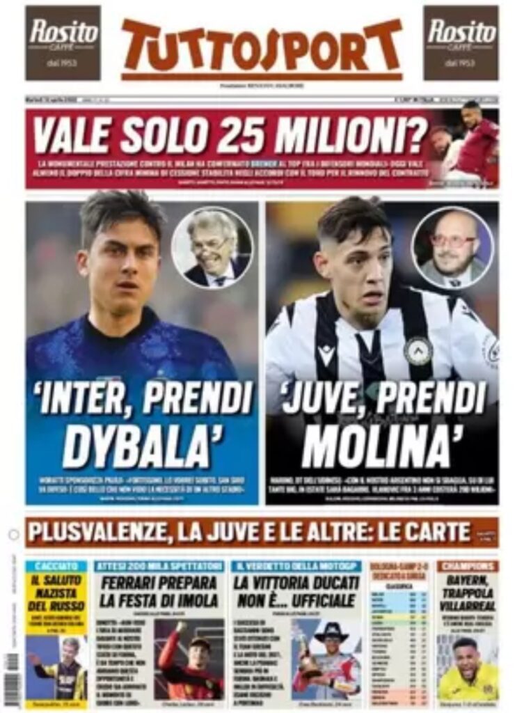 Rassegna stampa Juve: prime pagine quotidiani sportivi - 12 aprile 2022 36 tuttosport 002303491