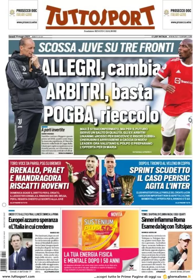 Rassegna stampa Juve: prime pagine quotidiani sportivi - 13 maggio 2022 36 Tuttosport 1
