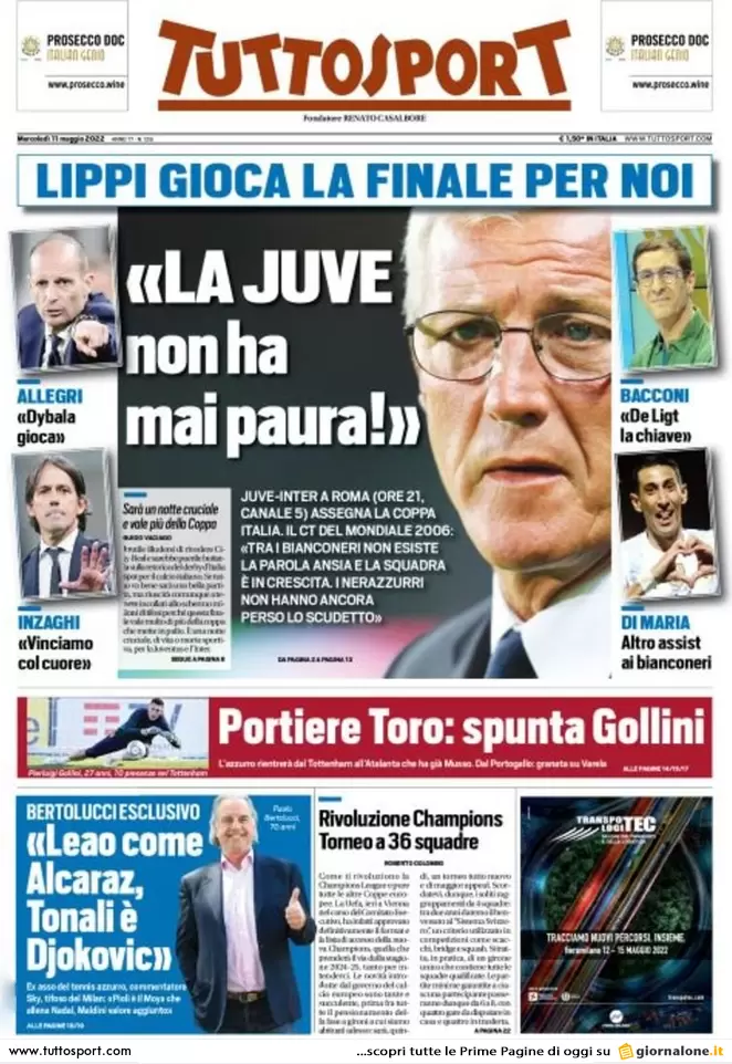 Rassegna stampa Juve: prime pagine quotidiani sportivi - 11 maggio 2022 36 Tuttosport