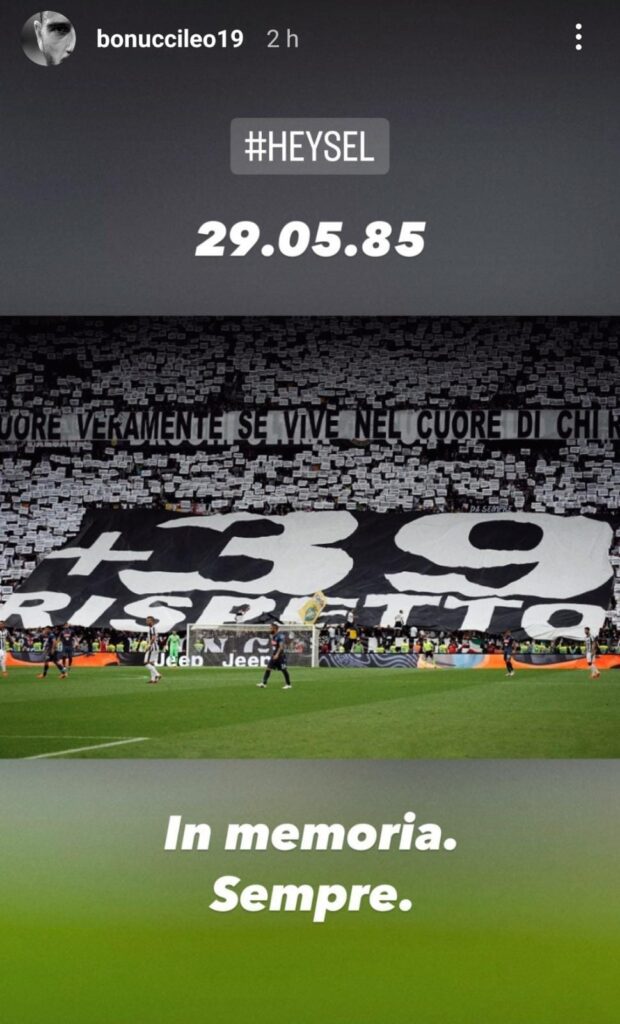 Bonucci ricorda la tragedia dell'Heysel: «In memoria. Sempre» 37 WhatsApp Image 2022 05 29 at 19.59.18