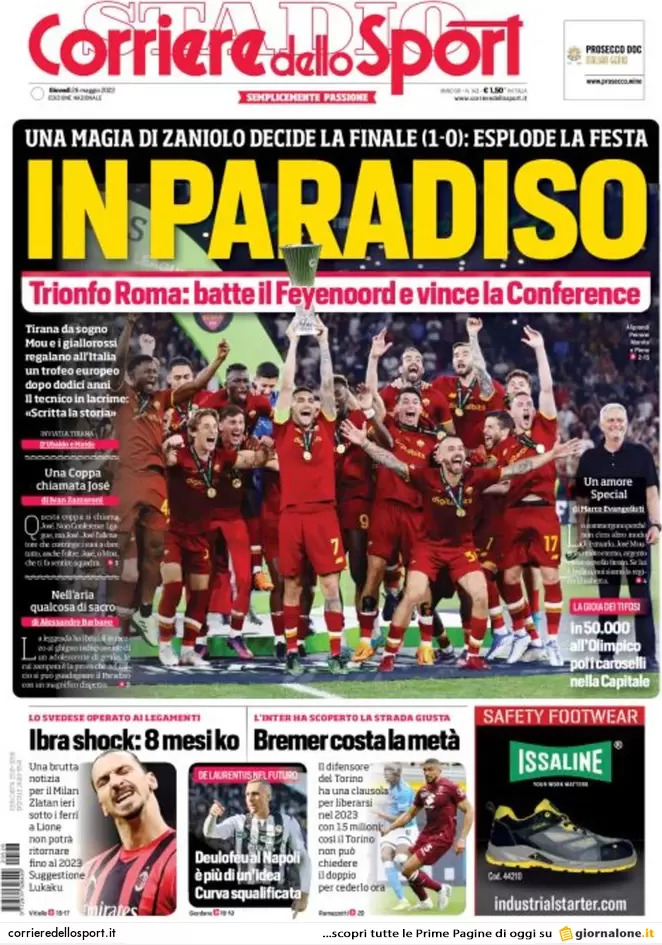 Rassegna stampa Juve: prime pagine quotidiani sportivi - 26 maggio 2022 38 corriere dello sport 002307460