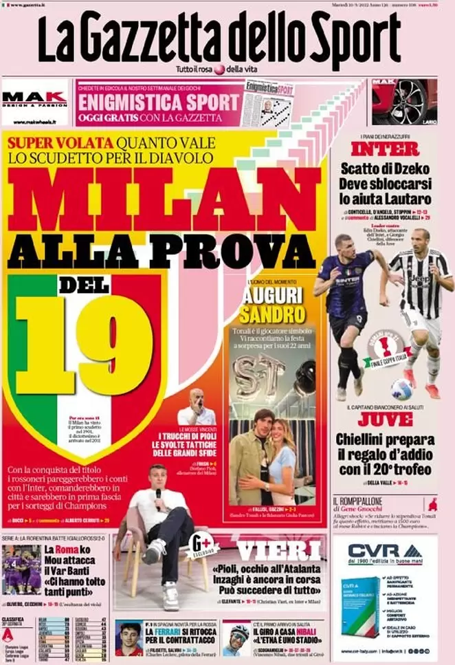 Rassegna stampa Juve: prime pagine quotidiani sportivi - 10 maggio 2022 39 la gazzetta dello sport 005452304