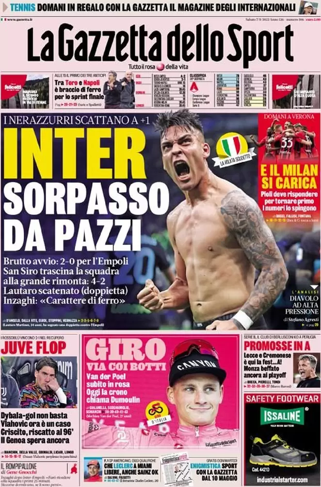 Rassegna stampa Juve: prime pagine quotidiani sportivi - 7 maggio 2022 39 la gazzetta dello sport 005503604