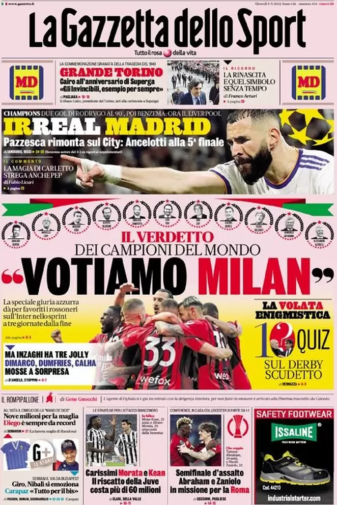 Rassegna stampa Juve: prime pagine quotidiani sportivi - 5 maggio 2022 39 la gazzetta dello sport 005657696