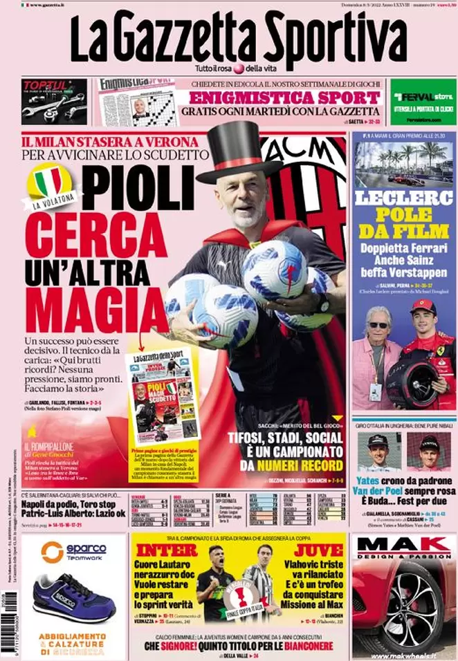 Rassegna stampa Juve: prime pagine quotidiani sportivi - 8 maggio 2022 39 la gazzetta dello sport 051702267
