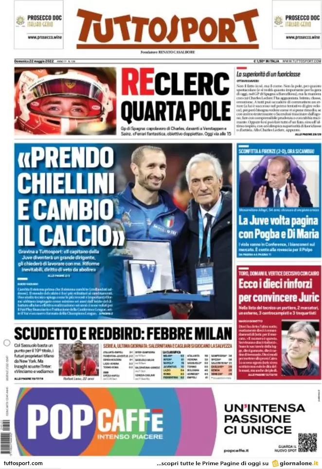 Rassegna stampa Juve: prime pagine quotidiani sportivi - 22 maggio 2022 37 tuttosport 001302577
