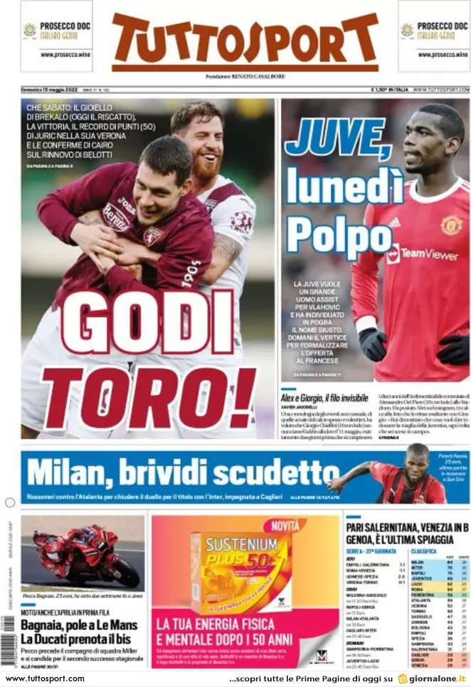 Rassegna stampa Juve: prime pagine quotidiani sportivi - 15 maggio 2022 37 tuttosport 002135596