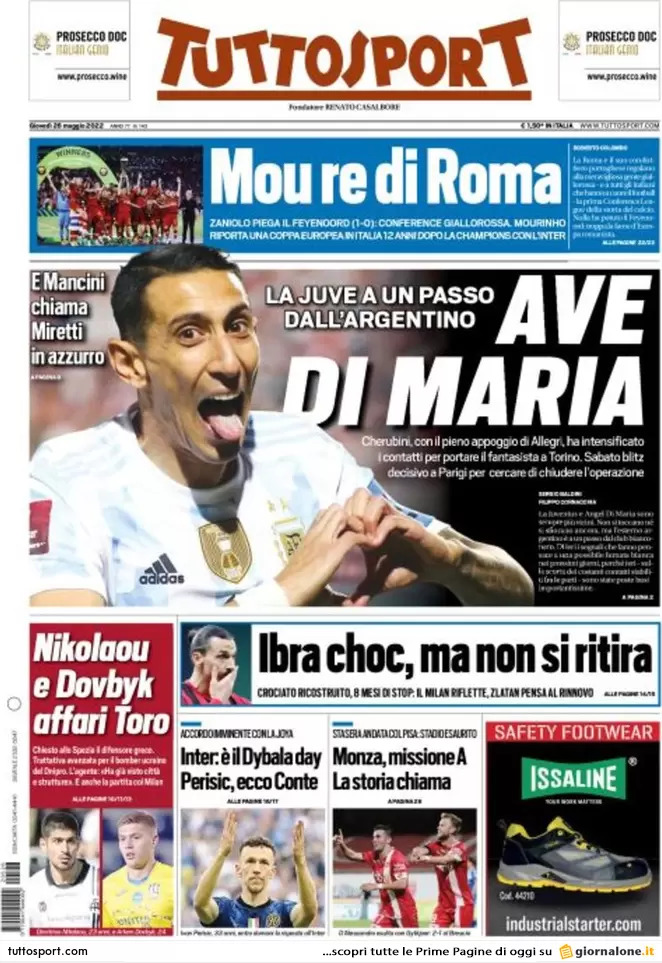 Rassegna stampa Juve: prime pagine quotidiani sportivi - 26 maggio 2022 37 tuttosport 002302448