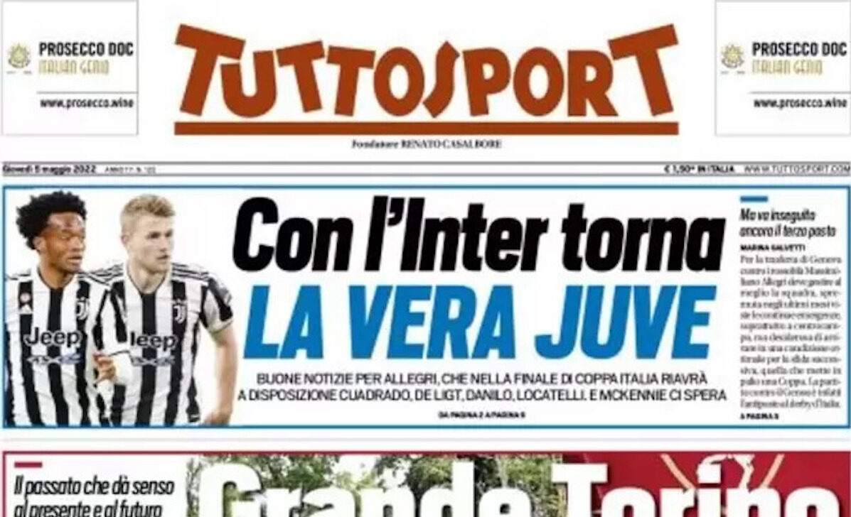 Rassegna stampa Juve: prime pagine quotidiani sportivi - 5 maggio 2022 36 tuttosport 002311549 1 e1651703488346