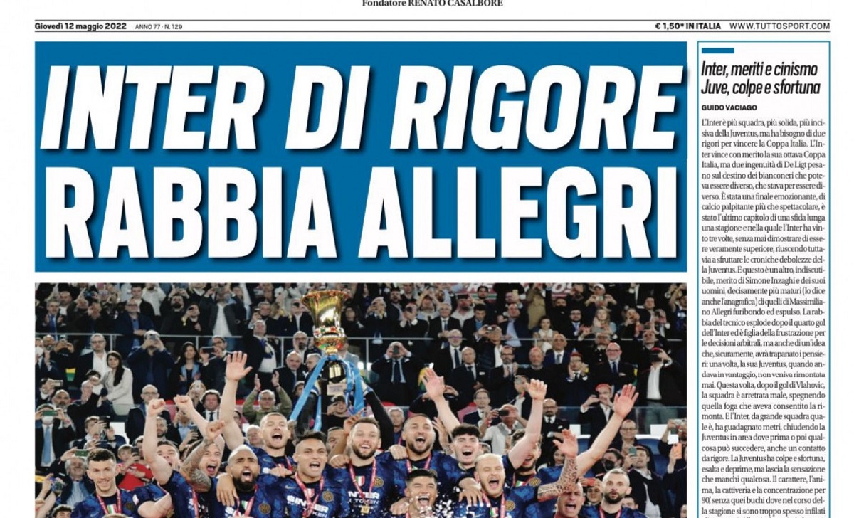 Rassegna stampa Juve: prime pagine quotidiani sportivi - 12 maggio 2022 36 tuttosport 1