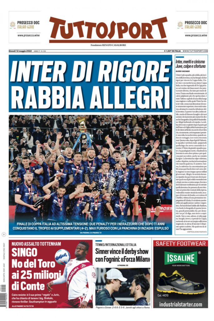 Rassegna stampa Juve: prime pagine quotidiani sportivi - 12 maggio 2022 37 tuttosport