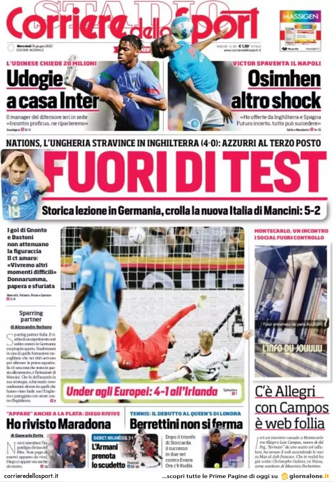 Rassegna stampa Juve: prime pagine quotidiani sportivi - 15 giugno 2022 38 Corriere dello Sport