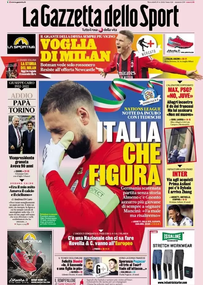 Rassegna stampa Juve: prime pagine quotidiani sportivi - 15 giugno 2022 39 Gazzetta dello Sport