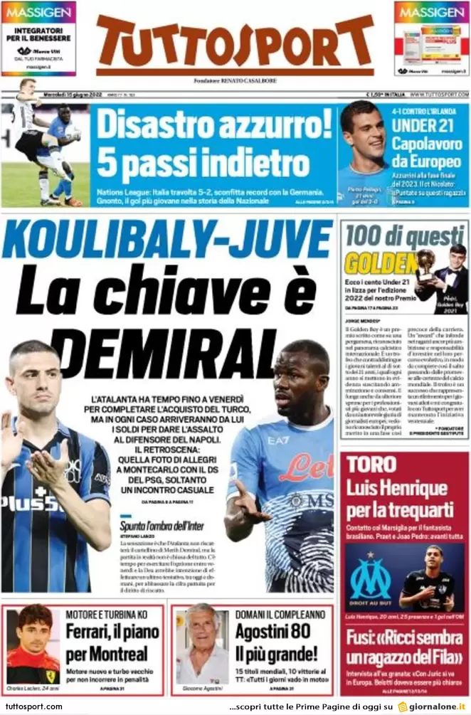 Rassegna stampa Juve: prime pagine quotidiani sportivi - 15 giugno 2022 36 Tuttosport 2