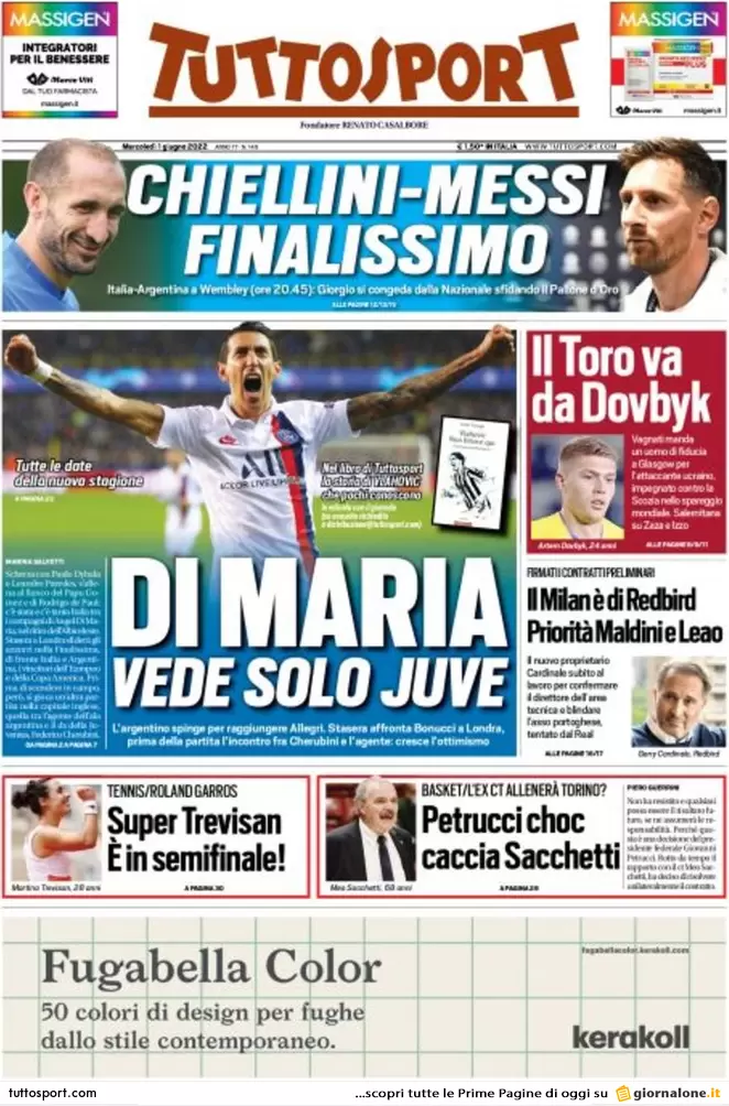 Rassegna stampa Juve: prime pagine quotidiani sportivi - 1 giugno 2022 36 Tuttosport